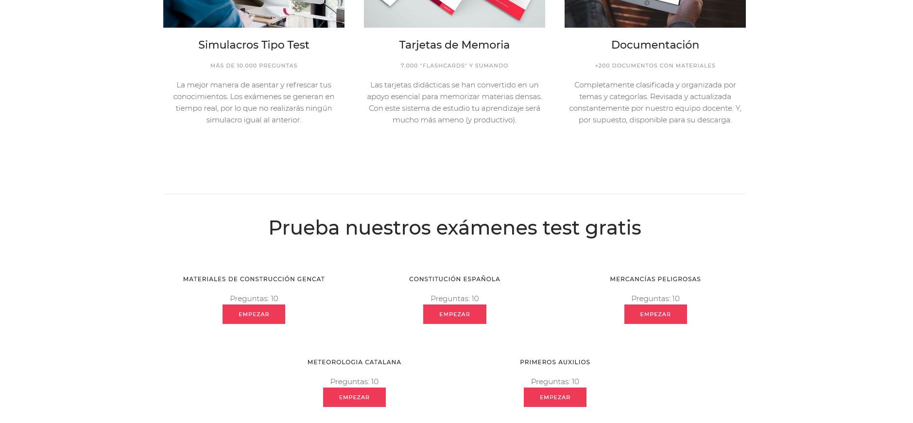 Examenes tipo test gratis Memory Test